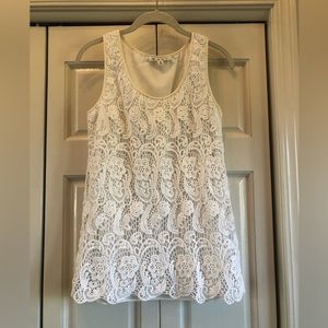 CAbi, Bobbin lace top-off white with off white lining #284, S